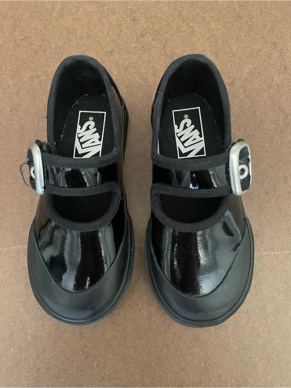 Vans Kids Black Patent Mary Jane Hook-Strap Shoes